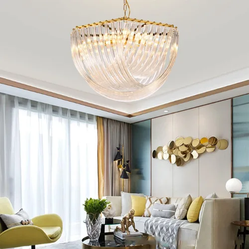 Vista 5 de Chandelier Light, Novel Decorated Gold Chandelier Metal LED Pendant Lights Retro Loft Adjustable Chain Hanging Lamp Living Room Lustre Lamparas