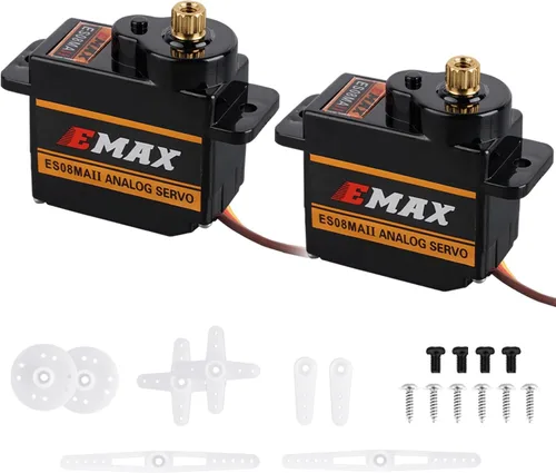 Vista 8 de EMAX ES08MA II 0.42 oz Mini Metal Gear Servo analógico para modelo RC (paquete de 4)