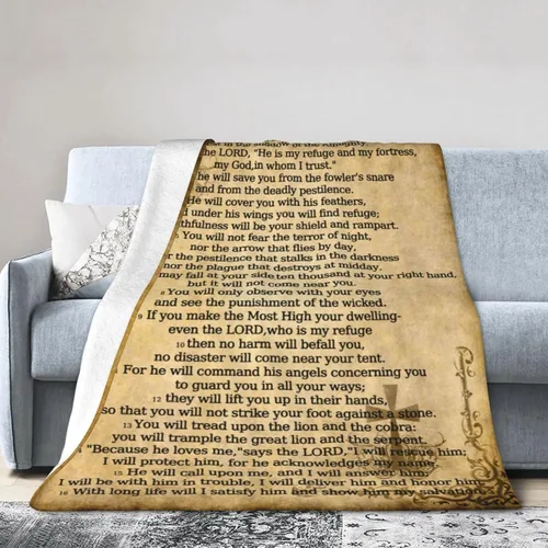 Vista 5 de Manta de salmo 91, regalos cristianos (50 x 40 pulgadas), manta religiosa, suave, ligera, acogedora manta de felpa cálida para mujeres y hombres