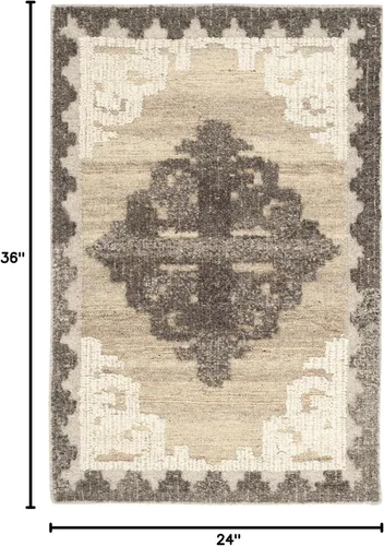 Vista 3 de SAFAVIEH Kenya Collection - Alfombra decorativa de 2 x 3 pies, marrón y carbón, lana tribal anudada a mano, ideal para zonas de alto tráfico