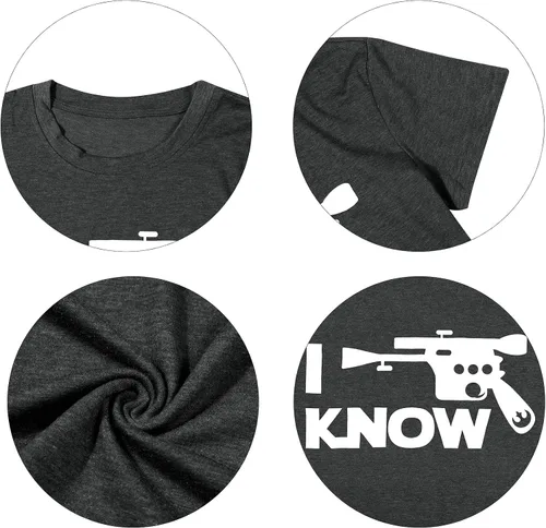 Vista 5 de FASHGL Camiseta para parejas con texto en inglés "I Love You I Know Letter" para el Día de San Valentín