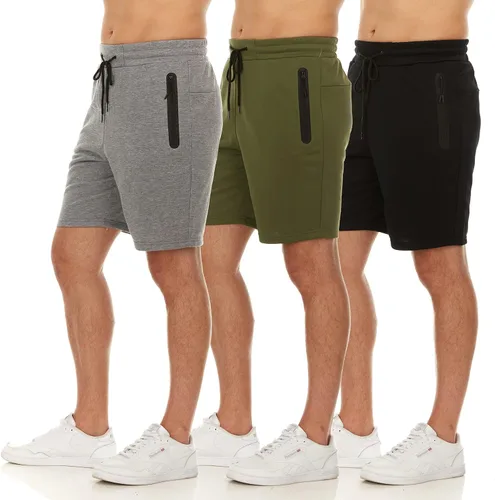 Vista 2 de PURE CHAMP Pantalones cortos de felpa francesa para hombre, paquete de 3 pantalones cortos de gimnasio para hombre, pantalones cortos