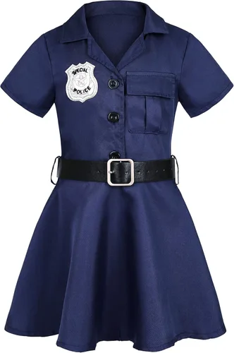 Vista 2 de Getyothtop Disfraz de oficial de policía para niñas disfraz de cosplay de Halloween