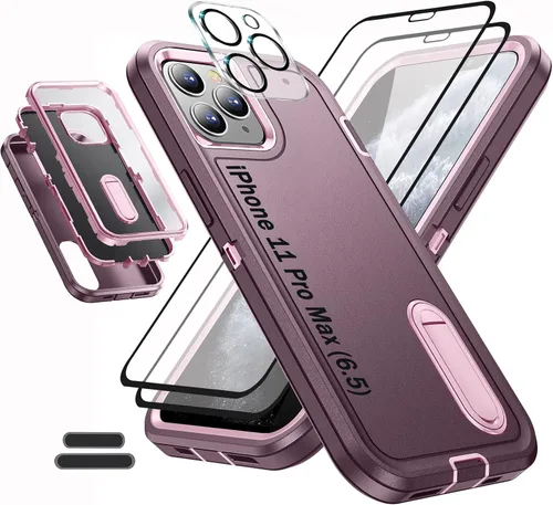 Vista 10 de La funda está especialmente diseñada para iPhone 11 Pro Max de 6.5 pulgadas, protección de cuerpo completo, resistente a los golpes, goma