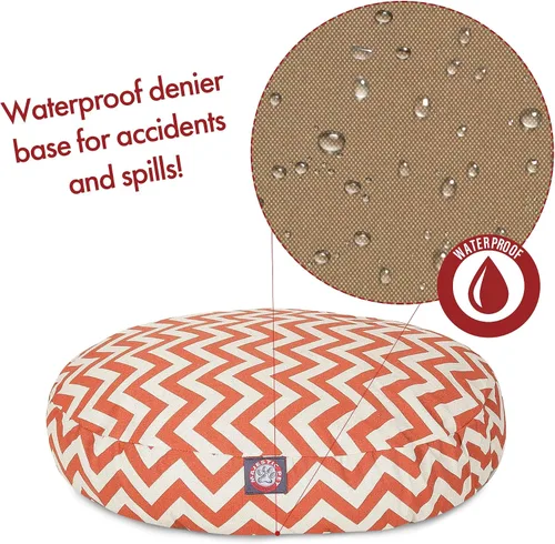 Vista 4 de Majestic Pet Products - Cama redonda mediana para perros con funda extraíble y lavable para interiores y exteriores, color naranja quemado