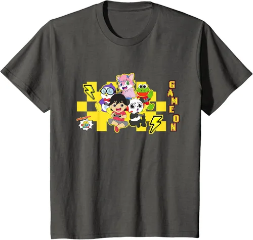 Vista 31 de Ryan's World Game On Characters Camiseta, Negro, S