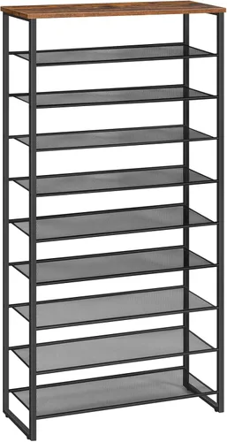 Vista 15 de HOOBRO - Zapatero de 10 niveles, organizador de almacenamiento de zapatos de 23.6" L, estante de zapatos de gran capacidad para entrada de puerta