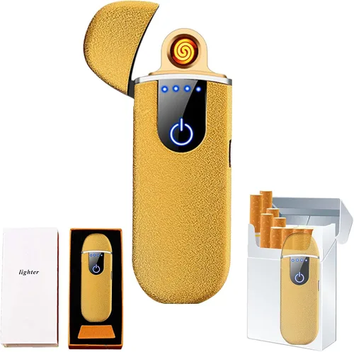 Vista 8 de Encendedor electrónico inteligente dorado – Mini USB recargable, resistente al viento, encendido táctil, plasma, con indicador de encendido