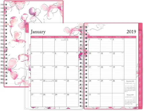 Vista 3 de Blue Sky 2019 Planificador semanal y mensual, cubierta flexible, encuadernación de doble alambre, 5" x 8", orquídea