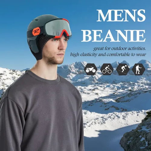 Vista 2 de Gorro de invierno para hombre, para exteriores, elástico, con orejera, resistente al viento