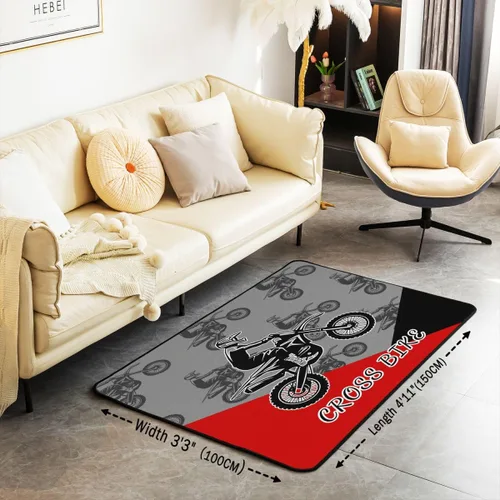 Vista 2 de Erosebridal Alfombra de motocross de 3 x 5 pies para mesita de noche, alfombra de motociclista para niños, adolescentes, motocicleta, deportes