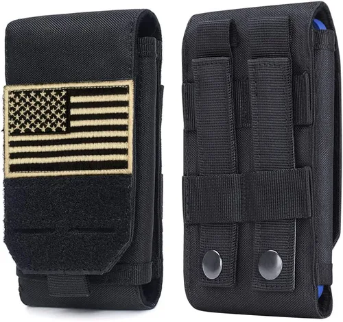 Vista 12 de Funda táctica universal negra Molle impermeable para iPhone 13 Pro Max/12 Pro Max/11 Pro Max/XS Max Less 6.7 pulgadas