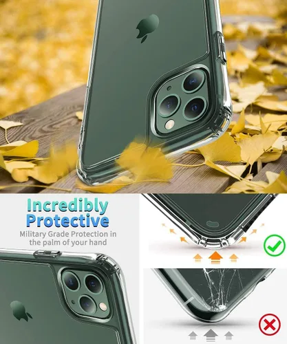 Vista 3 de Funda compatible con iPhone 11 [serie Airbag] con [2 protectores de pantalla de vidrio templado] [grado militar], probada contra caídas de 15 pies