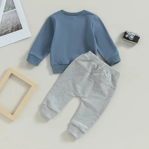 Vista 4 de Conjunto de sudadera con letras y pantalones deportivos para bebé recién nacido, para otoño e invierno