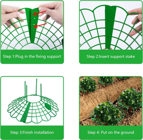 Vista 3 de Iceyyyy Paquete de 10 soportes para plantas de fresa, soporte para plantas de fresa con 4 pies de soporte, jaula de soporte para mantener las bayas