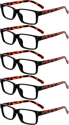 Vista 20 de Eyekepper Gafas de Lectura Vintage para Hombre - 3 Pares Negros y 2 Pares Azules - Gafas Clásicas con Bisagra de Resorte +0.00 3 negro 2 azul