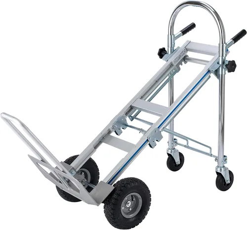 Vista 5 de LEADALLWAY Camión de mano convertible de aluminio 3 en 1, carrito dolly plegable de servicio pesado, ruedas neumáticas y sólidas para mudanza