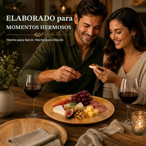 Vista 6 de Alpha Living Home - Juego de 4 platos de carga de madera natural