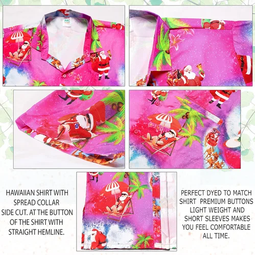 Vista 5 de HAPPY BAY Camisas hawaianas de manga corta con botones para hombre, camisas de verano para playa, vacaciones, isla de Hawái, camisas para hombres