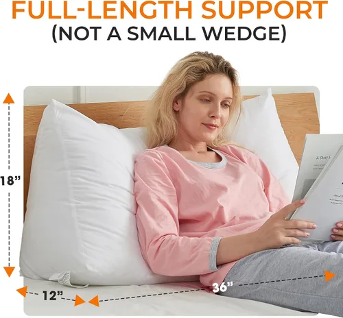 Vista 4 de Cheer Collection - Almohada en forma de cuña, supercómoda y de tela suave, para leer o elevar la cama