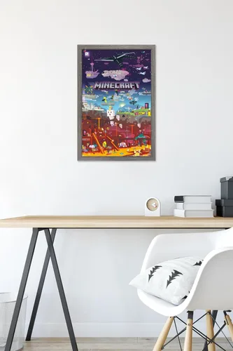 Vista 6 de Trends International Minecraft - Póster de pared del Mundo Más Allá, 14.725 x 22.375 pulgadas, versión con marco de madera tipo granero