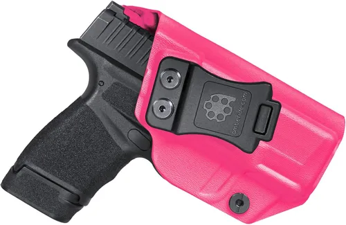 Vista 17 de Funda Kydex IWB fabricada en Estados Unidos para Springfield Hellcat Diseño a prueba de sudor con un protector de sudor completo, inclinación