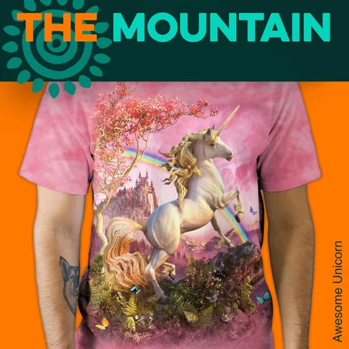 Vista 2 de The Mountain Camiseta de unicornio impresionante de The Mountain para hombre