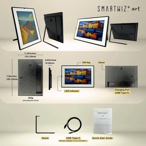 Vista 9 de SMARTWIZ+ art - Marco artístico de tinta electrónica diseñado en Japón, pantalla Spectra6 a todo color de 7.3 pulgadas, Wi-Fi, controlado por