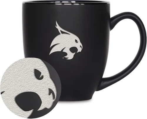 Vista 144 de Rico Industries - Taza de cerámica mate negra con grabado láser estándar de 15oz para NCAA (escuelas T & U) - Para bebidas calientes o frías