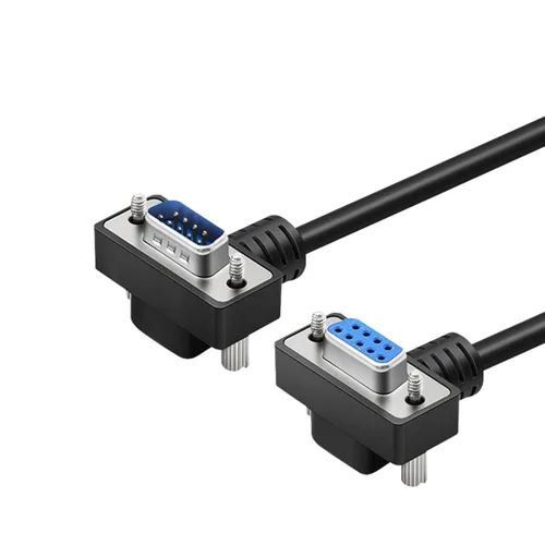 Vista 9 de DB9 macho a hembra RS232 cable serial, doble ángulo recto 90 grados 9-pin COM extensión de puerto para PC, industrial, CNC y sistemas POS