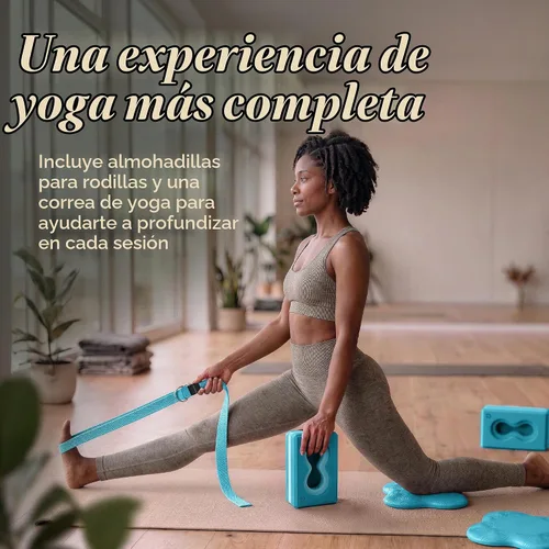 Vista 4 de Deep-Zen® Bloques de yoga con soporte de muñeca; bloques de yoga 2 unidades con rodilleras y correa para poner menos peso en las muñecas; juego