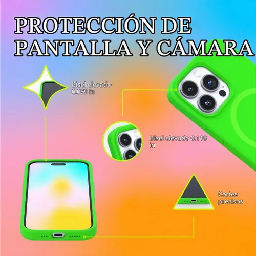 Vista 4 de Felony CASE - Elegante funda verde neón para iPhone 13 Pro Max, compatible con MagSafe, funda protectora a prueba de golpes de 360° diseñada