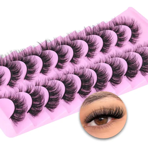 Vista 12 de Pestañas postizas de visón natural, efecto ojo de gato, finas, 16 mm, 5D, paquete de 14 pares de pestañas falsas de TNFVLONEINS