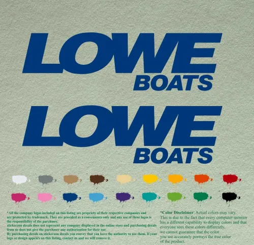 Vista 5 de Par de calcomanías de vinilo de repuesto compatibles con Lowe Boats, motor fuera de borda, juego de 2 (12 pulgadas, negro 070)