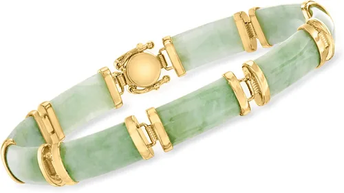Vista 3 de Ross-Simons Jade Good Fortune Bracelet in 18kt Gold Over Sterling