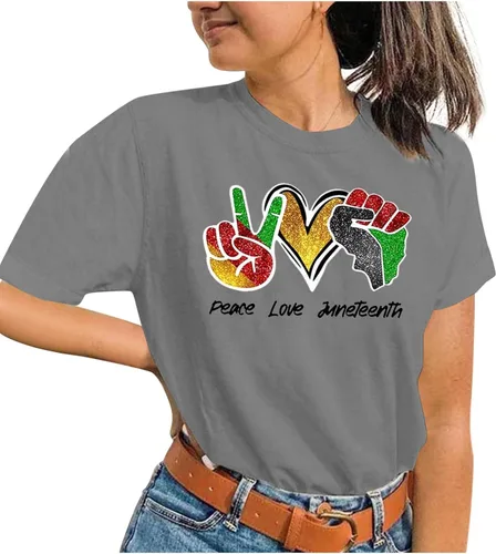 Vista 4 de Balck History Tshrit for Women 2024 Trendy Black History Month Shirt Casual Crewneck Tops I Am Black History Print Tee Tops