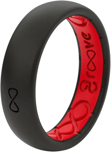 Vista 6 de Groove Life Anillo de boda de goma transpirable para mujer, diseño único, anillo de ajuste cómodo