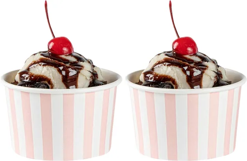 Vista 37 de Restaurantware Coppetta - Vasos de postre de 3 onzas, 50 tazas desechables para helado, tapas se venden por separado, cuencos de papel a cuadros