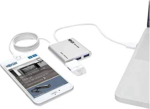 Vista 9 de Eaton Tripp Lite U360-004-SLIM Hub USB 3.0 portátil delgado de 4 puertos con cable integrado