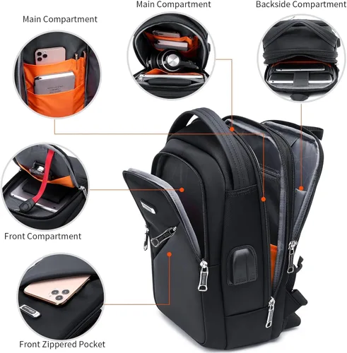 Vista 12 de DUSLANG Mochila de hombro para senderismo, bolsa cruzada para hombres, bolsas de pecho con puerto de cargador USB para campamento casual, ciclismo