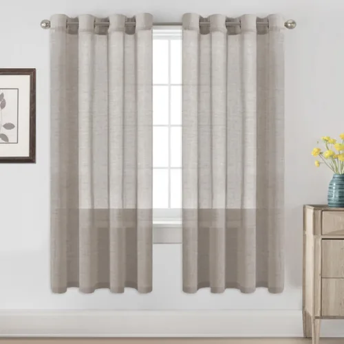 Vista 52 de H.VERSAILTEX Cortinas de lino de mezcla natural para sala de estar/cortinas de lino semitransparentes reductoras de luz de 54 pulgadas de largo