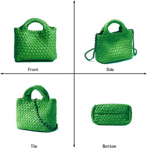 Vista 7 de Bolsa tejida para mujer con monedero, cadena plegable pequeña, bolso de hombro de moda, bolso Hobo