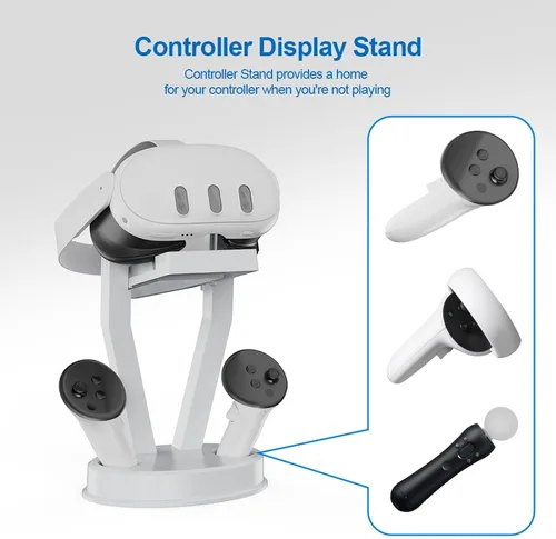 Vista 3 de VR Stand,Organizer and Display Stand Compatible with Meta Quest 3PS VR Headset and Touch Controllers (White)
