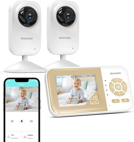 Vista 10 de ebemate Cámara de Monitoreo de Bebé con Video, Cámara de Monitoreo de Audio de Comunicación Bidireccional con Canciones de Cuna Monitoreo de Bebé