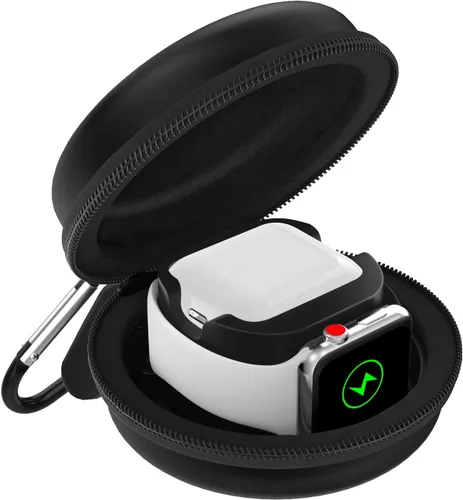 Vista 26 de MoKo Caja de almacenamiento compatible con Apple Watch Series 11/10/9/8/7/6/5/4/3/2/1/SE3/SE2/SE, funda protectora portátil de viaje para AirPods
