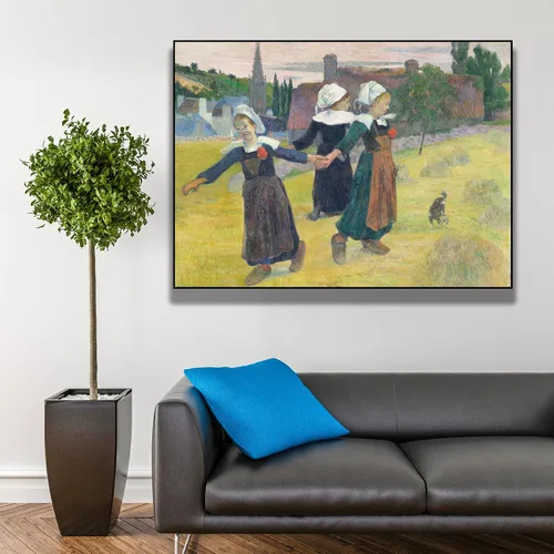 Vista 3 de OKRA Paul Gauguin - Arte de pared para decoración de pared de niñas bretonas, imágenes históricas, decoración de pared de lienzo para habitación
