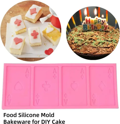 Vista 8 de Moldes de silicona para tarjetas de póquer, molde de silicona para hornear, moldes de silicona para alimentos, utensilios para hornear para pastel