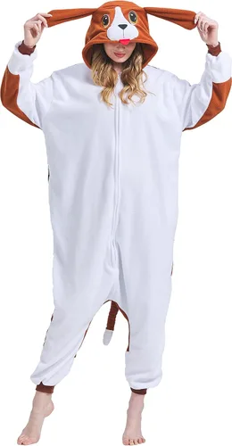 Vista 3 de HOMWERRONT Adult French Bulldog Onesie Bulldog Cosplay Costume Puppy Dog Animal Cosplay Pajamas Homewear Sleepwear
