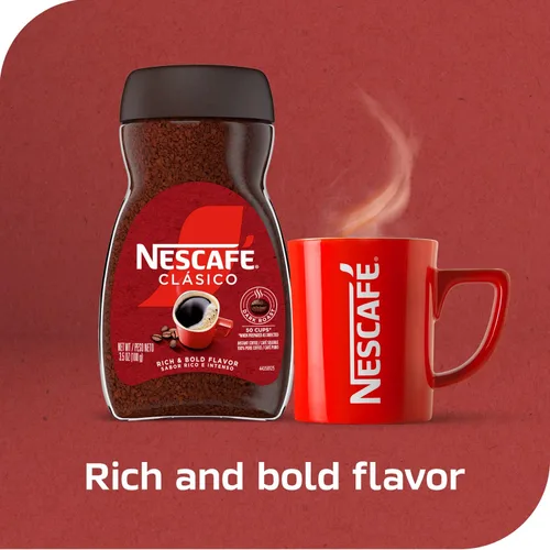Vista 3 de NESCAFÉ CLÁSICO Café instantáneo, tostado oscuro, 1 tarro (7 onzas)