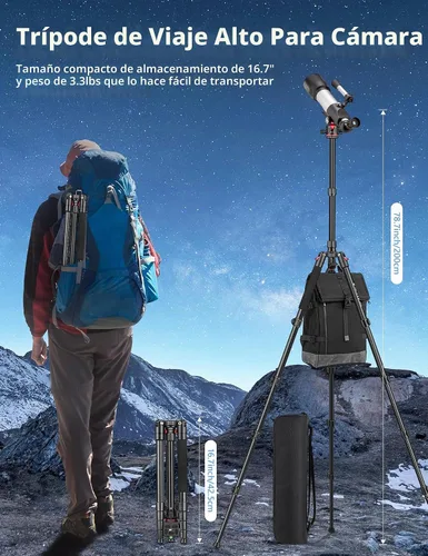 Vista 4 de Trípode profesional de 78 pulgadas para cámara Victiv, trípode monópode de aluminio para cámara DSLR, telescopio terrestre, telescopio, binoculares
